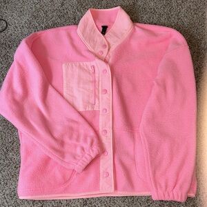 Pink Fleece Button-Up Jacket